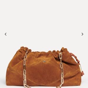 ba&sh Tan Suede Ruched Crossbody Bag